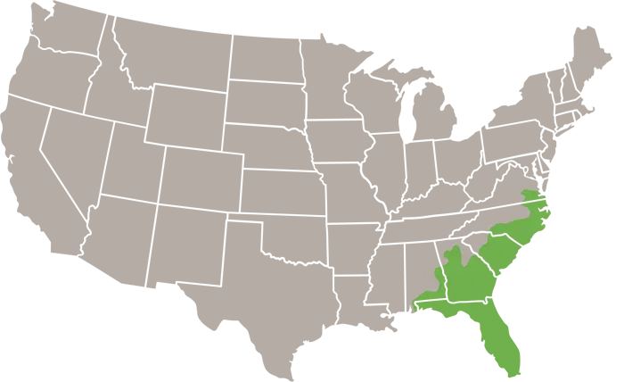 The Brown Watersnake USA Range map
